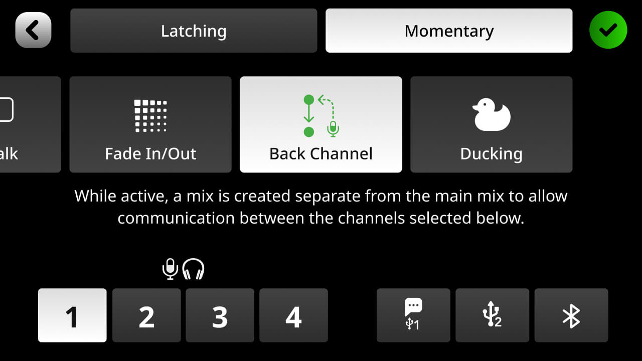 RØDECaster Pro II back channel setup screen