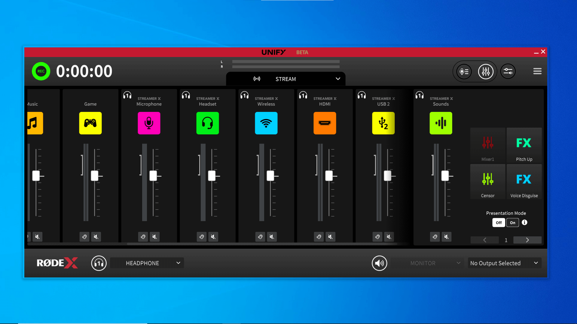 UNIFY showing Streamer X inputs