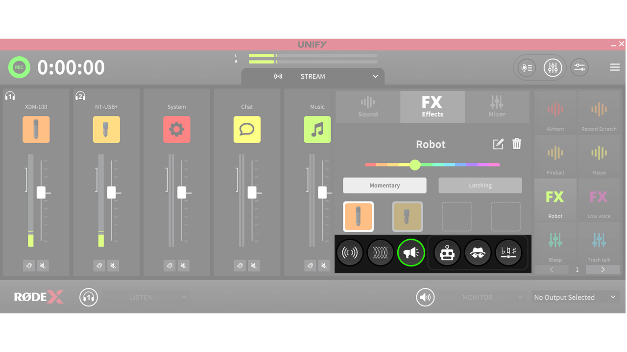 Selecting voice effect in UNIFY