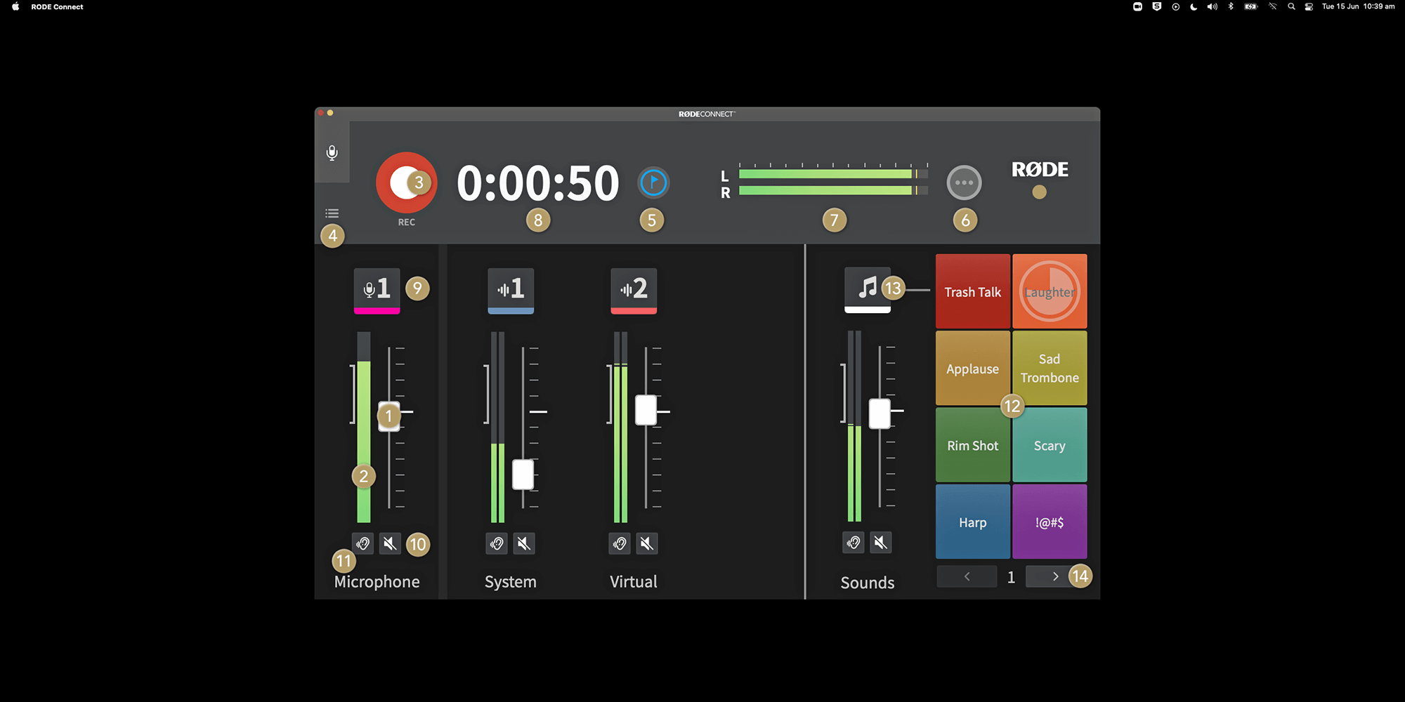 RØDE Connect interface feature points